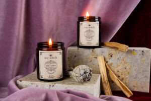 Biała szałwia — świece w ciemnym szkle