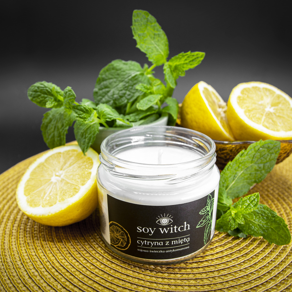 Soy Witch Cytryna z miętą - świeczka antykomarowa 3 Sojowa świeczka antykomarowa
